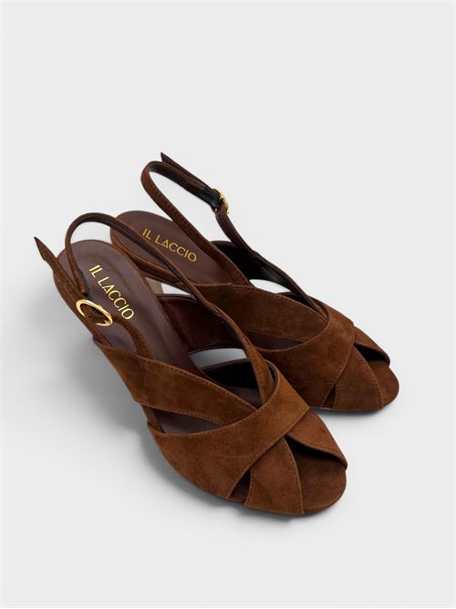 Sandali in suede cuoio con tacco IL LACCIO | 1453CAMOSCIO CHOCO